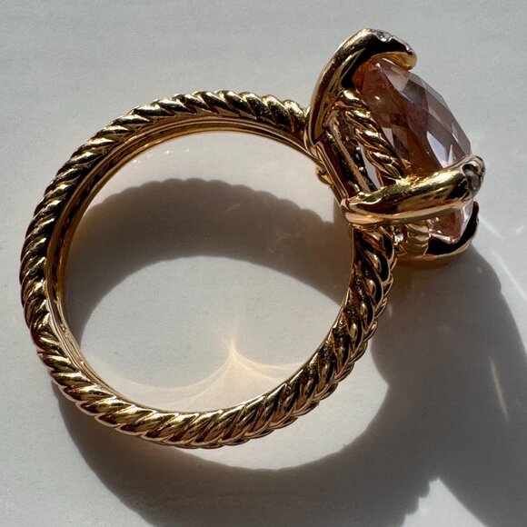 David Yurman Chatelaine 11mm Morganite Rose Gold Ring w/ 8 Small Diamonds - Picture 8 of 10